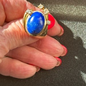 14 ct Yellow Gold, 5 Diamond's, huge Lapis.  This is the ONLY one!